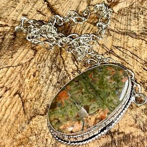 Beautiful Unakite Jasper Pendant Necklace
